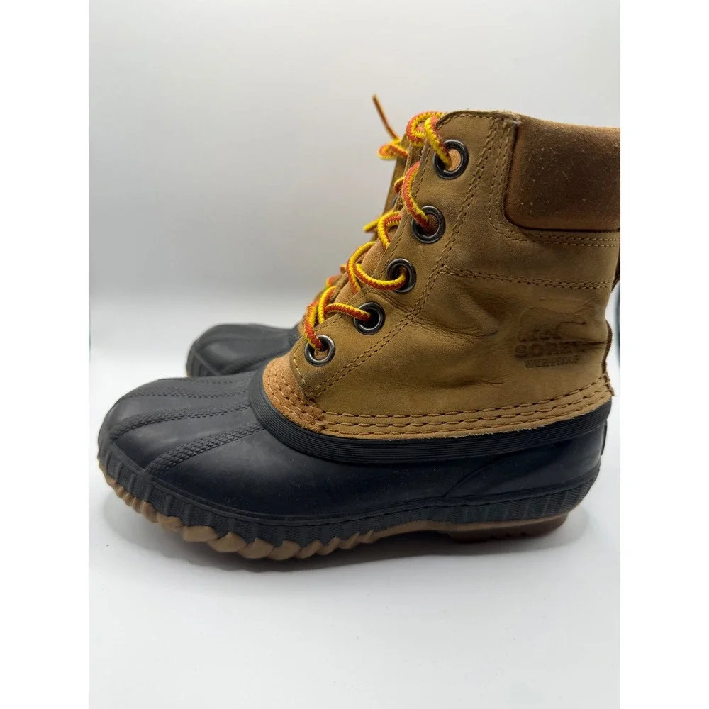 Sorel Cheyanne II Snow Boots Kids Size 1 Brown Good Waterproof Leather Duck Boot